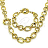Oro Laminado Necklace and Bracelet, Gold Filled Style Rolo and Twist Design, Polished, Golden Finish, 06.415.0007
