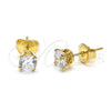 Oro Laminado Stud Earring, Gold Filled Style with White Cubic Zirconia, Polished, Golden Finish, 5.128.017