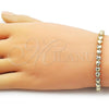 Oro Laminado Tennis Bracelet, Gold Filled Style Heart Design, with White Cubic Zirconia, Polished, Golden Finish, 03.213.0323.07