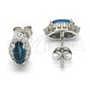 Sterling Silver Stud Earring, with White and Blue Topaz Cubic Zirconia, Polished, Rhodium Finish, 02.186.0024