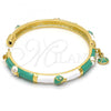 Oro Laminado Individual Bangle, Gold Filled Style Ladybug Design, with White Crystal, Multicolor Enamel Finish, Golden Finish, 07.254.0003.03 (06 MM Thickness, Size 3 - 2.00 Diameter)