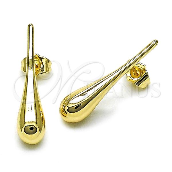 Oro Laminado Stud Earring, Gold Filled Style Teardrop and Hollow Design, Polished, Golden Finish, 02.163.0358