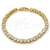 Oro Laminado Tennis Bracelet, Gold Filled Style with White Cubic Zirconia, Polished, Golden Finish, 03.213.0042.07