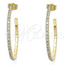 Oro Laminado Stud Earring, Gold Filled Style with White Crystal, Polished, Golden Finish, 02.122.0118.35