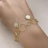 Oro Laminado Charm Bracelet, Gold Filled Style Rolo and San Benito Design, Polished, Golden Finish, 03.120.0006.07