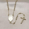 Oro Laminado Thin Rosary, Gold Filled Style Guadalupe and Cross Design, Polished, Golden Finish, 09.213.0051.18