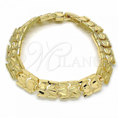 Oro Laminado Solid Bracelet, Gold Filled Style Diamond Cutting Finish, Golden Finish, 03.233.0009.08