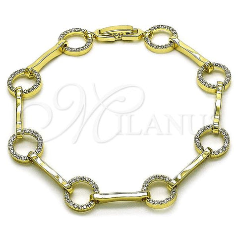 Oro Laminado Tennis Bracelet, Gold Filled Style with White Cubic Zirconia, Polished, Golden Finish, 03.213.0333.08