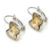 Rhodium Plated Leverback Earring, Butterfly Design, with Golden Shadow Swarovski Crystals, Polished, Rhodium Finish, 02.239.0011.6