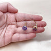 Oro Laminado Leverback Earring, Gold Filled Style with Violet Cubic Zirconia, Polished, Golden Finish, 5.128.061