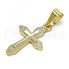 Oro Laminado Religious Pendant, Gold Filled Style Cross Design, Polished, Golden Finish, 05.163.0091