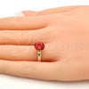 Oro Laminado Multi Stone Ring, Gold Filled Style with Padparadscha Swarovski Crystals, Polished, Golden Finish, 01.239.0009.6 (One size fits all)