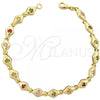 Oro Laminado Fancy Bracelet, Gold Filled Style with Multicolor Cubic Zirconia, Polished, Golden Finish, 5.026.014