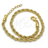 Oro Laminado Basic Anklet, Gold Filled Style Rope Design, Polished, Golden Finish, 5.222.034.10