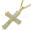 Oro Laminado Religious Pendant, Gold Filled Style Crucifix Design, Polished, Golden Finish, 05.213.0078