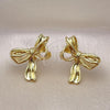 Oro Laminado Stud Earring, Gold Filled Style Bow Design, Polished, Golden Finish, 02.341.0206