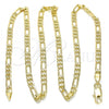 Oro Laminado Basic Necklace, Gold Filled Style Figaro Design, Polished, Golden Finish, 04.213.0142.24
