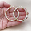 Oro Laminado Large Hoop, Gold Filled Style Hollow Design, Diamond Cutting Finish, Tricolor, 02.213.0313.1.50
