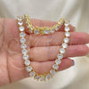Oro Laminado Fancy Necklace, Gold Filled Style with White Cubic Zirconia, Polished, Golden Finish, 04.284.0005.24