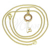 Oro Laminado Pendant Necklace, Gold Filled Style key Design, with Garnet Micro Pave, Polished, Golden Finish, 04.344.0010.1.20