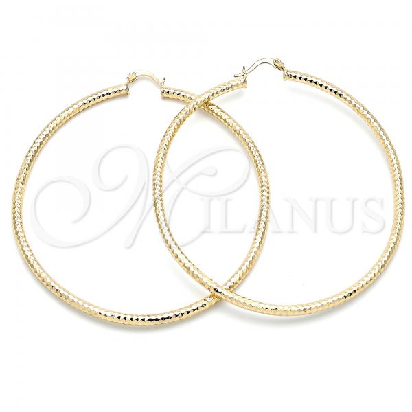 Oro Laminado Extra Large Hoop, Gold Filled Style Diamond Cutting Finish, Golden Finish, 02.213.0238.70