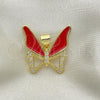Oro Laminado Fancy Pendant, Gold Filled Style Butterfly Design, with White Micro Pave, Red Enamel Finish, Golden Finish, 05.381.0015.1