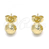 Oro Laminado Stud Earring, Gold Filled Style Diamond Cutting Finish, Golden Finish, 02.100.0058.1