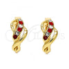 Oro Laminado Huggie Hoop, Gold Filled Style with Garnet and White Crystal, Polished, Golden Finish, 02.165.0146.2
