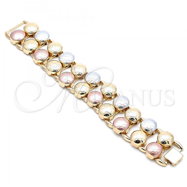 Oro Laminado Fancy Bracelet, Gold Filled Style Polished, Tricolor, 03.331.0100.08