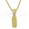 Oro Laminado Fancy Pendant, Gold Filled Style Elephant and Owl Design, Polished, Golden Finish, 05.120.0081