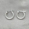 Sterling Silver Small Hoop, Hollow Design, Diamond Cutting Finish, Silver Finish, 02.401.0001.12