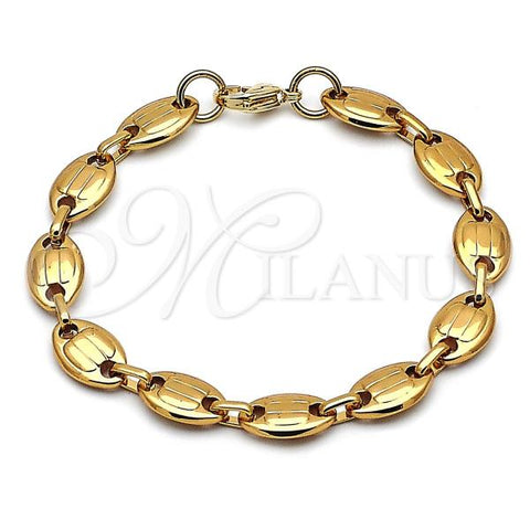 Stainless Steel Fancy Bracelet, Puff Mariner Design, Polished, Golden Finish, 03.116.0027.1.09