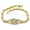 Oro Laminado Fancy Bracelet, Gold Filled Style with White Micro Pave, Polished, Golden Finish, 03.283.0215.07