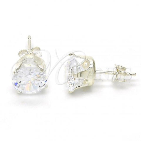 Sterling Silver Stud Earring, with White Cubic Zirconia, Polished,, 02.63.2609