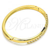 Oro Laminado Individual Bangle, Gold Filled Style with White Crystal, Polished, Golden Finish, 07.252.0072.04 (04 MM Thickness, Size 4 - 2.25 Diameter)