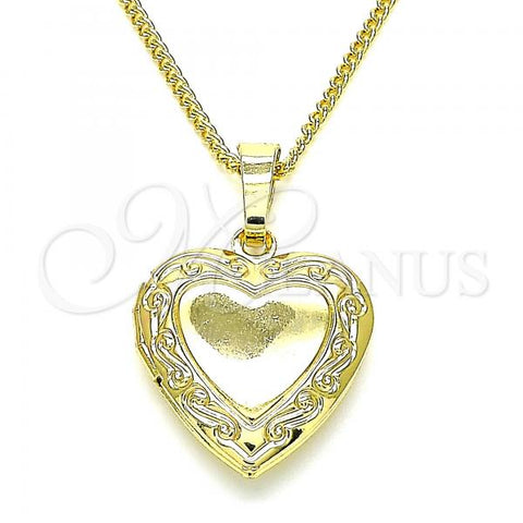 Oro Laminado Pendant Necklace, Gold Filled Style Heart Design, Polished, Golden Finish, 04.117.0013.20