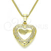 Oro Laminado Pendant Necklace, Gold Filled Style Heart Design, Polished, Golden Finish, 04.117.0013.20