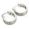 Rhodium Plated Small Hoop, with Garnet and White Micro Pave, Polished, Rhodium Finish, 02.210.0271.5.20