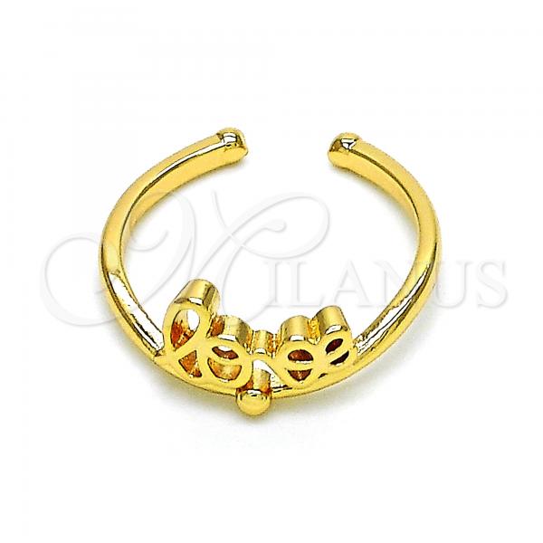 Oro Laminado Multi Stone Ring, Gold Filled Style Love Design, Polished, Golden Finish, 01.310.0029