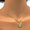 Oro Laminado Pendant Necklace, Gold Filled Style Heart Design, with White Micro Pave, Polished, Golden Finish, 04.199.0021.20