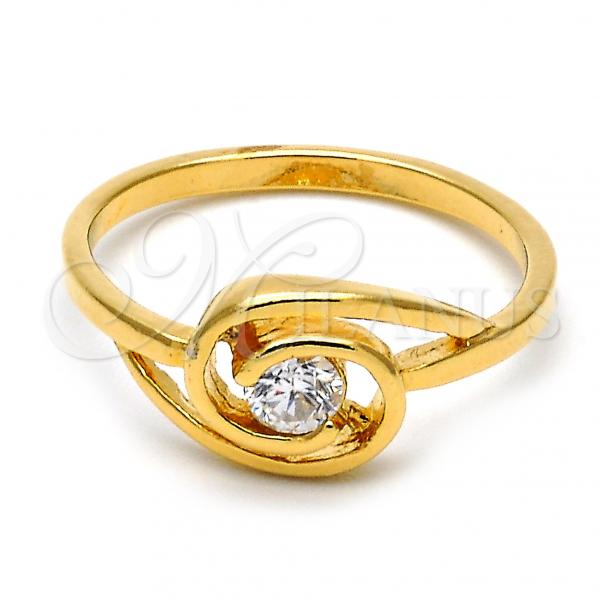 Oro Laminado Multi Stone Ring, Gold Filled Style with White Cubic Zirconia, Polished, Golden Finish, 01.63.0115.08 (Size 8)