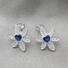 Sterling Silver Stud Earring, Flower Design, with White Cubic Zirconia, Polished, Silver Finish, 02.398.0015