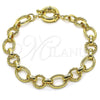 Oro Laminado Fancy Anklet, Gold Filled Style Rolo and Twist Design, Polished, Golden Finish, 03.415.0007.10