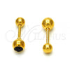 Stainless Steel Stud Earring, with Black Crystal, Polished, Golden Finish, 02.271.0017.2