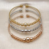 Oro Laminado Trio Bangle, Gold Filled Style Ball Design, Polished, Tricolor, 07.282.0018