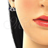 Sterling Silver Stud Earring, with Sapphire Blue Cubic Zirconia, Polished, Rhodium Finish, 02.371.0007