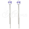 Rhodium Plated Long Earring, Flower Design, with Amethyst Swarovski Crystals, Polished, Rhodium Finish, 02.239.0022.2