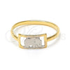 Oro Laminado Baby Ring, Gold Filled Style Elephant Design, Polished, Two Tone, 01.21.0038.04 (Size 4)