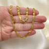 Oro Laminado Basic Necklace, Gold Filled Style Pave Mariner Design, Diamond Cutting Finish, Golden Finish, 5.223.014.22