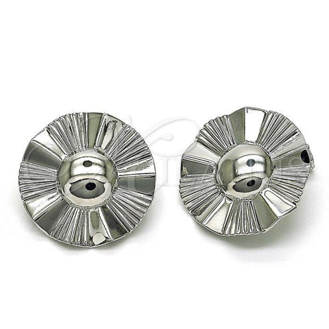 Rhodium Plated Stud Earring, Sun Design, Diamond Cutting Finish, Rhodium Finish, 02.385.0058.1